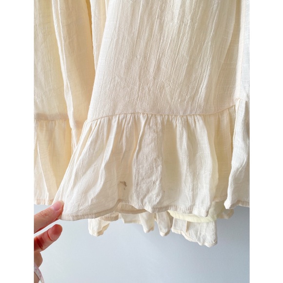 Womens Babydoll Puff Sleeve‎ Mini Dress S Cream Gauze Tie Back Etherial Romantic - Picture 9 of 9